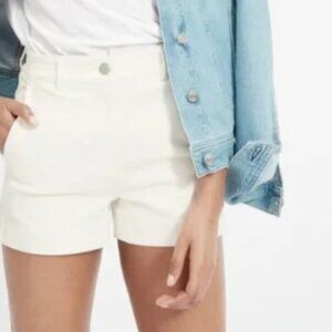 Everlane The Cotton Twill Short, High Rise, Denim, Bone White, Size 12